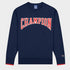 CHAMPION COTTON BLEND SWEATSHIRT WITH FRONT LOGO LETTERING - NAVY